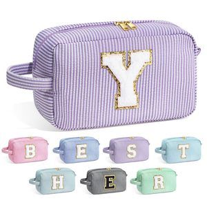 Travel Cosmetic Bag For Women - Monogram Initial Makeup Bag Toiletry Bag Pouch😛